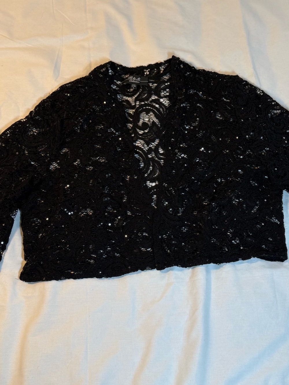 Black Lace Cropped Women's Sweater Cardigan